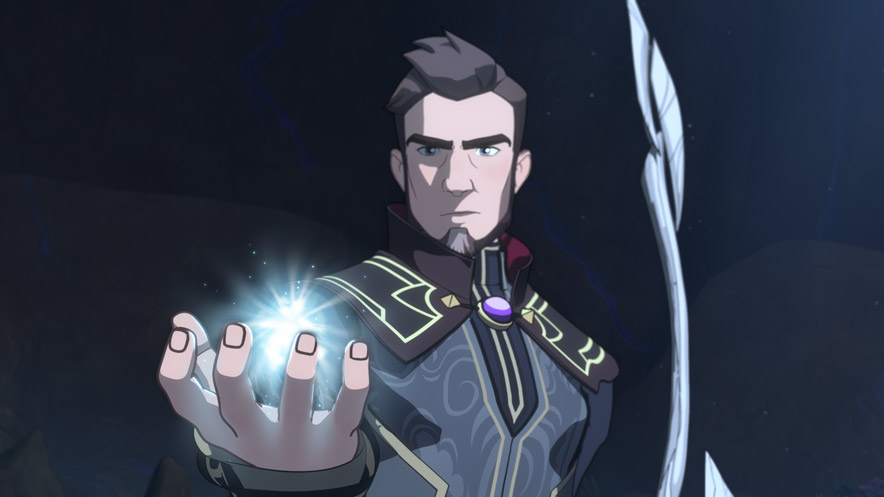 Viren holding an orb of created from dark magic